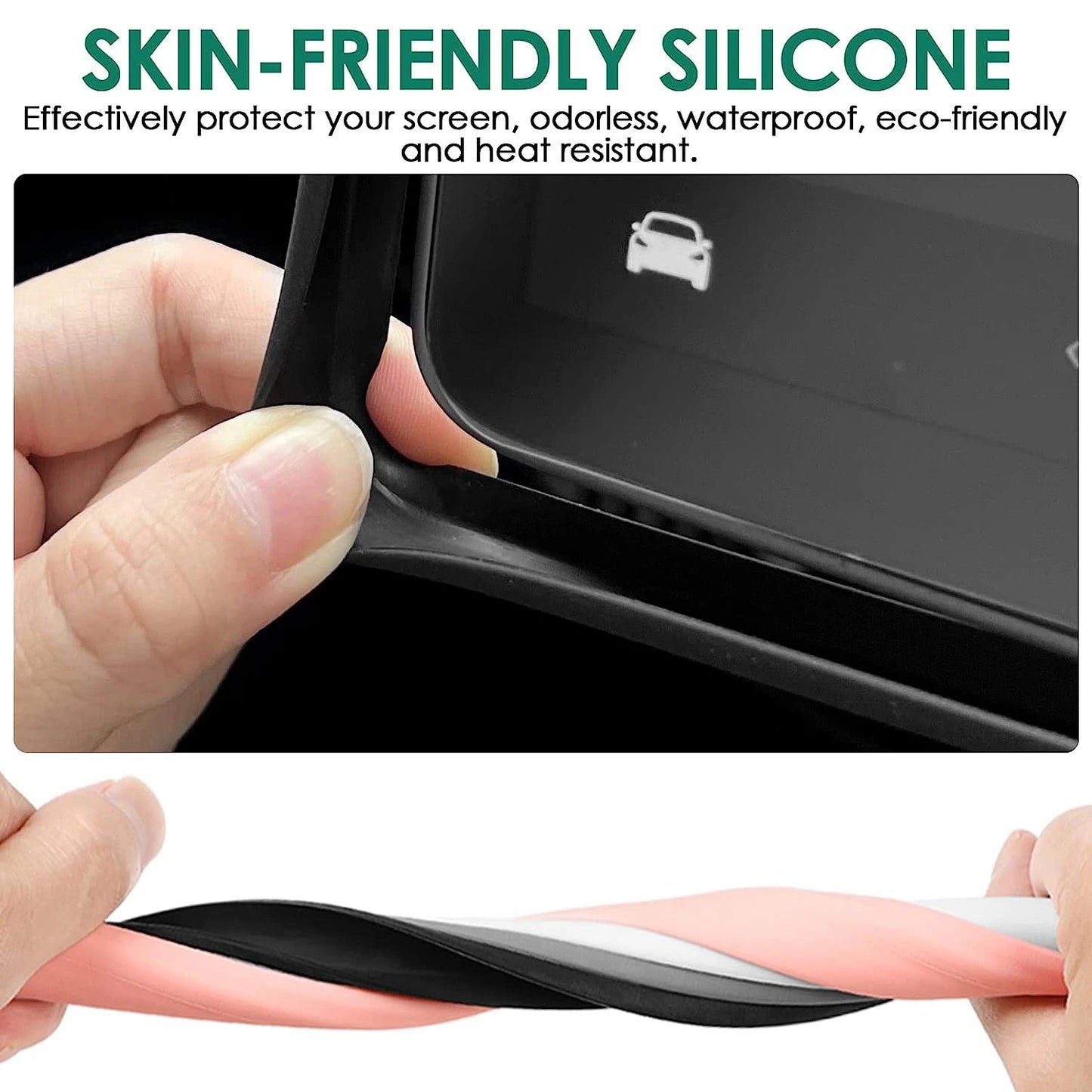 For Tesla Model 3 Y Highland Screen Protector Silicone Frame Display Edge Body Cover Central Control Accessories 2024 2023 2022