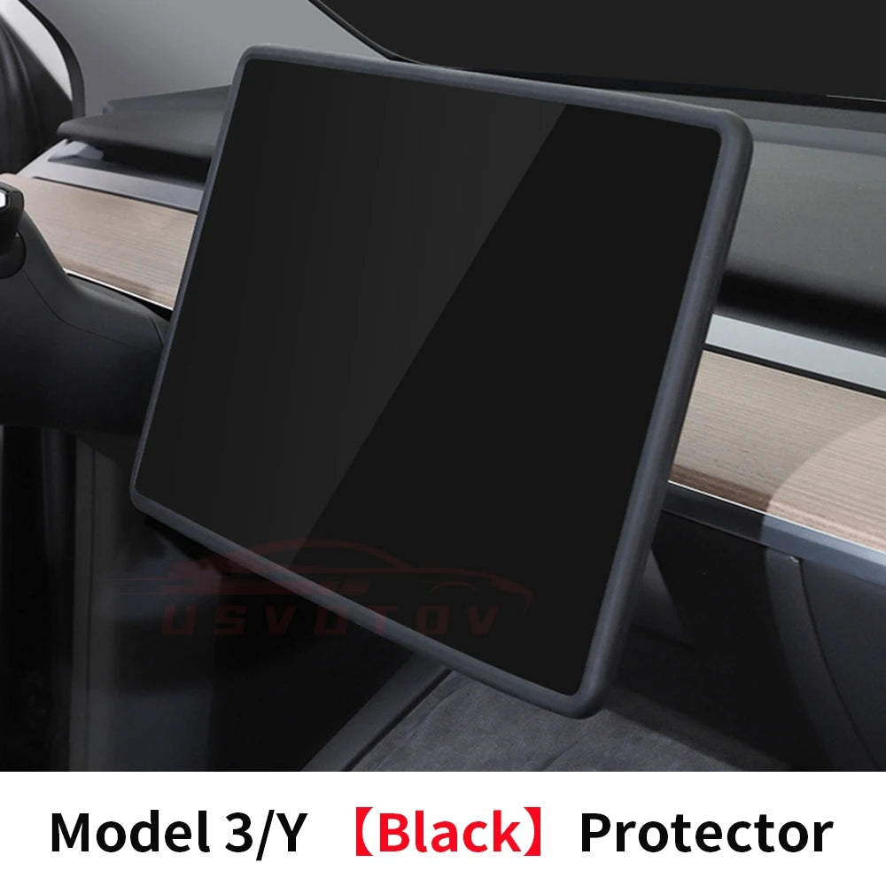 For Tesla Model 3 Y Highland Screen Protector Silicone Frame Display Edge Body Cover Central Control Accessories 2024 2023 2022